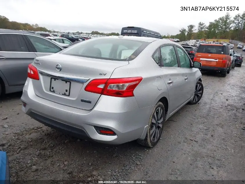 3N1AB7AP6KY215574 2019 Nissan Sentra Sv