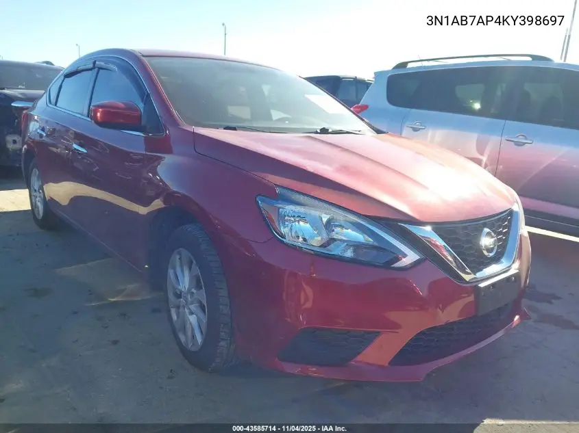 3N1AB7AP4KY398697 2019 Nissan Sentra Sv