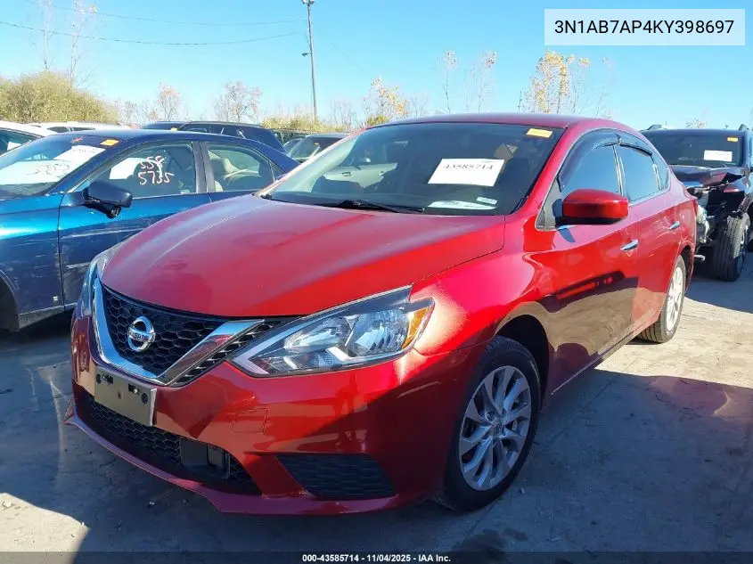 3N1AB7AP4KY398697 2019 Nissan Sentra Sv
