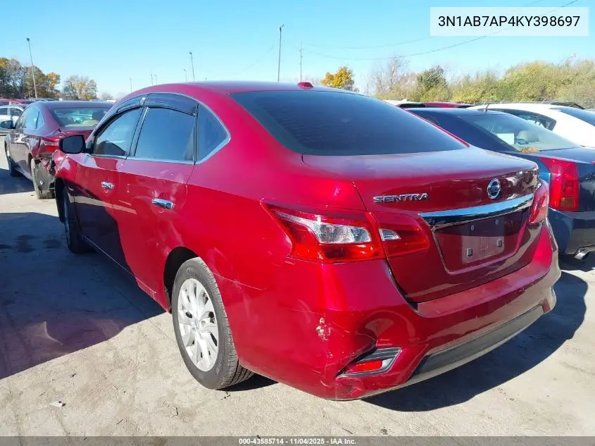 3N1AB7AP4KY398697 2019 Nissan Sentra Sv