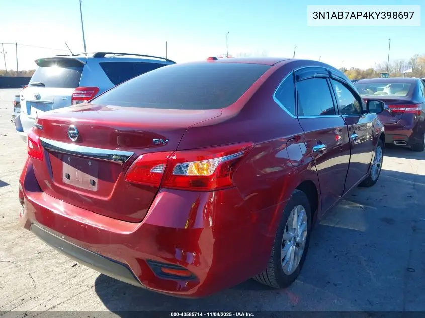 3N1AB7AP4KY398697 2019 Nissan Sentra Sv
