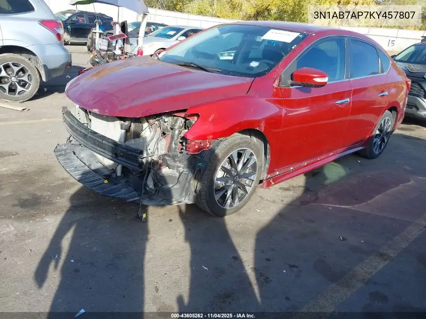 3N1AB7AP7KY457807 2019 Nissan Sentra Sr