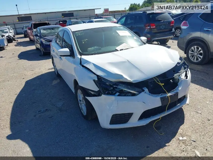 3N1AB7APXKY213424 2019 Nissan Sentra Sv
