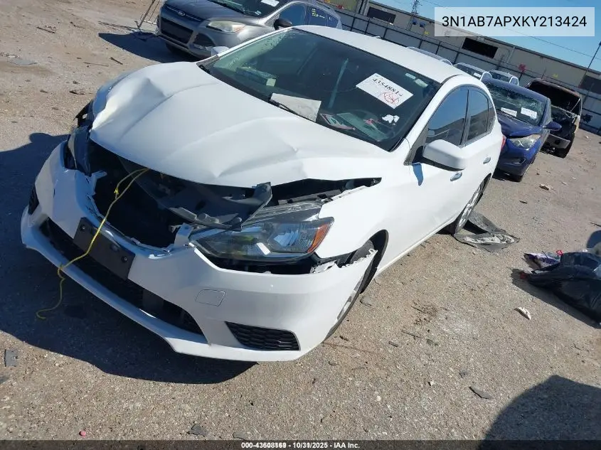 3N1AB7APXKY213424 2019 Nissan Sentra Sv