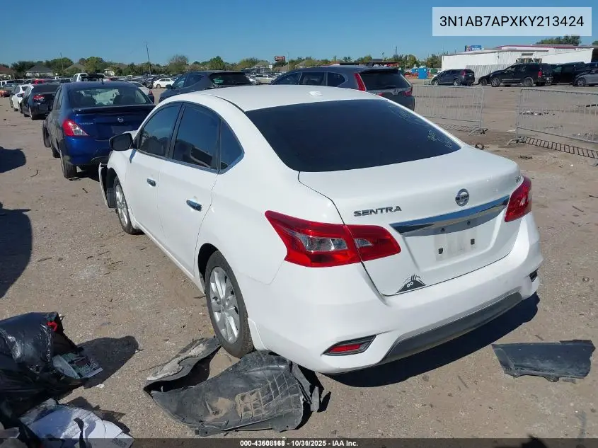 3N1AB7APXKY213424 2019 Nissan Sentra Sv