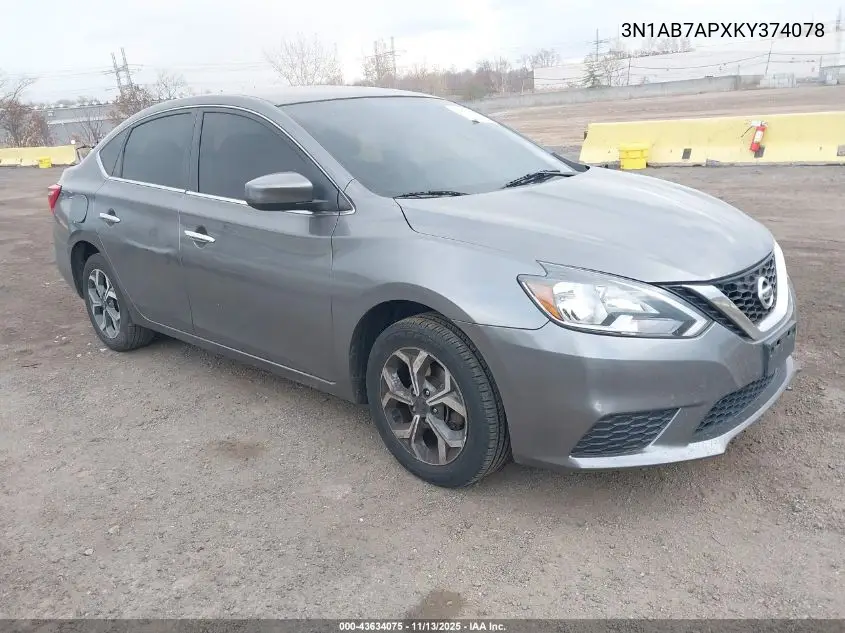 3N1AB7APXKY374078 2019 Nissan Sentra S