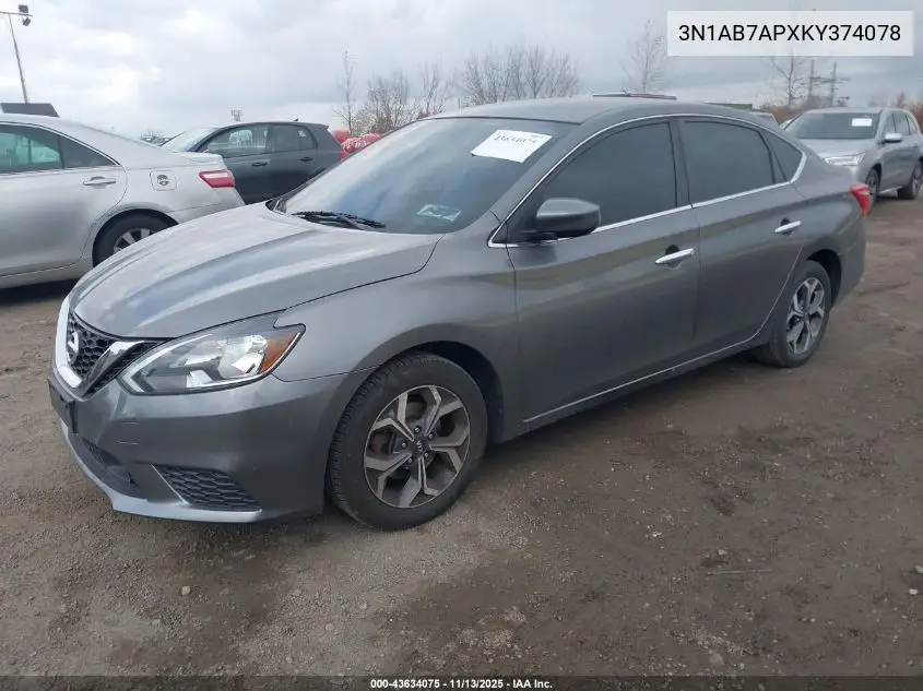 3N1AB7APXKY374078 2019 Nissan Sentra S