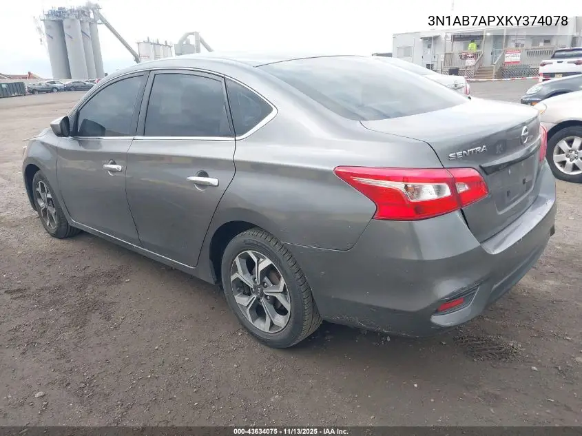 3N1AB7APXKY374078 2019 Nissan Sentra S