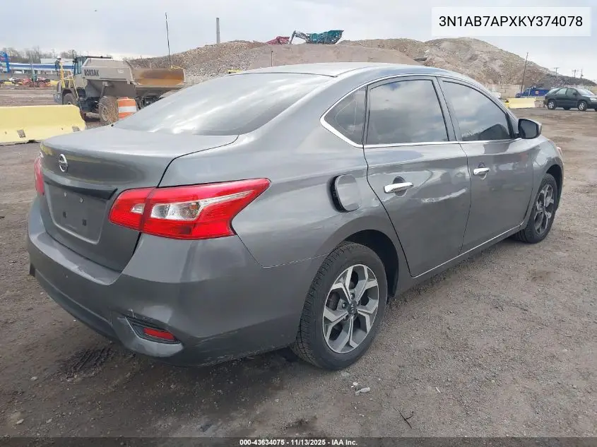 3N1AB7APXKY374078 2019 Nissan Sentra S