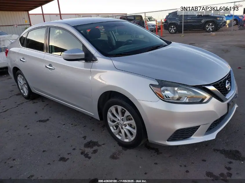 3N1AB7AP3KL606193 2019 Nissan Sentra Sv