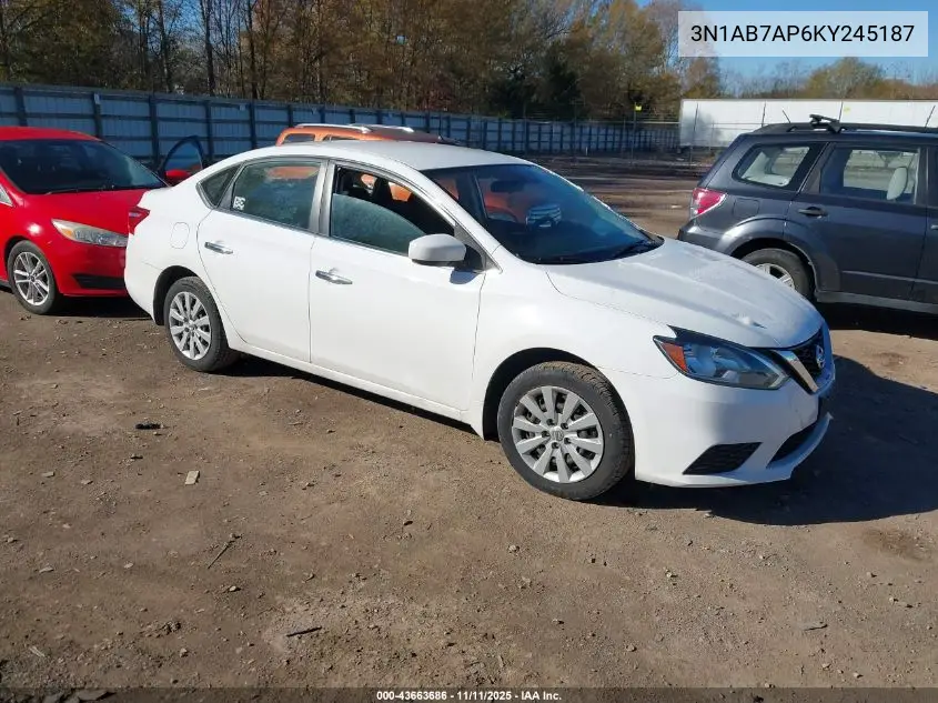 3N1AB7AP6KY245187 2019 Nissan Sentra S