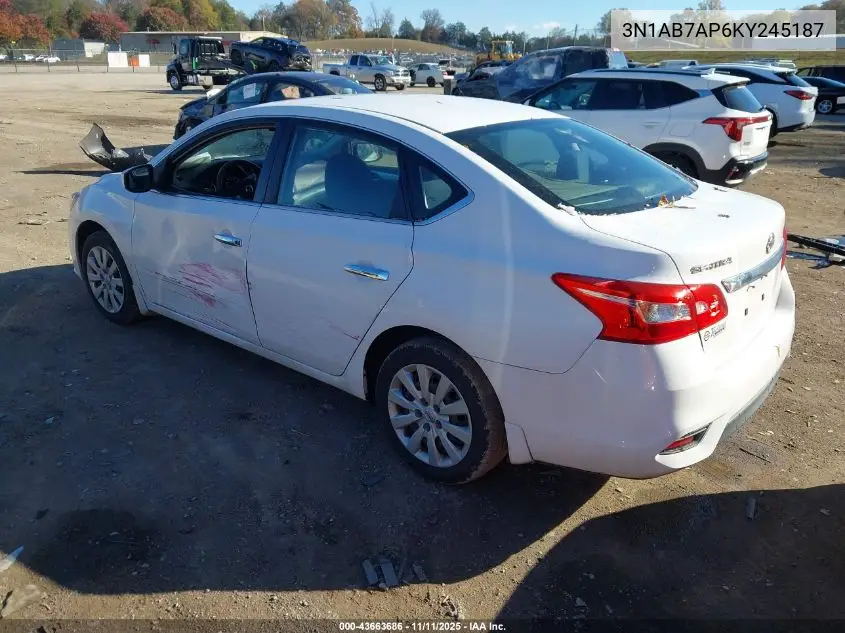3N1AB7AP6KY245187 2019 Nissan Sentra S