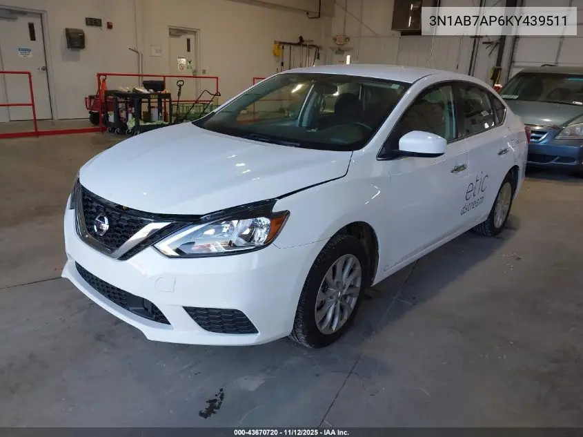 3N1AB7AP6KY439511 2019 Nissan Sentra Sv