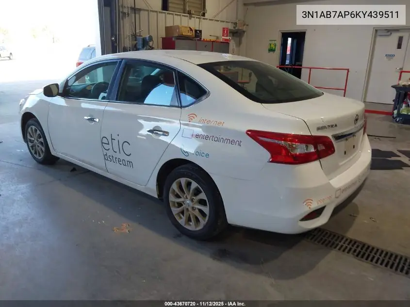 3N1AB7AP6KY439511 2019 Nissan Sentra Sv