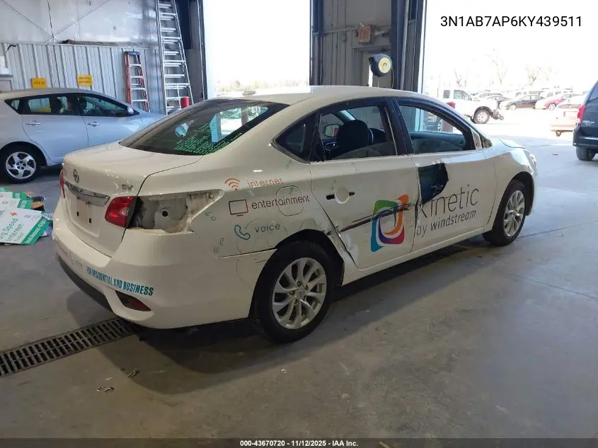 3N1AB7AP6KY439511 2019 Nissan Sentra Sv