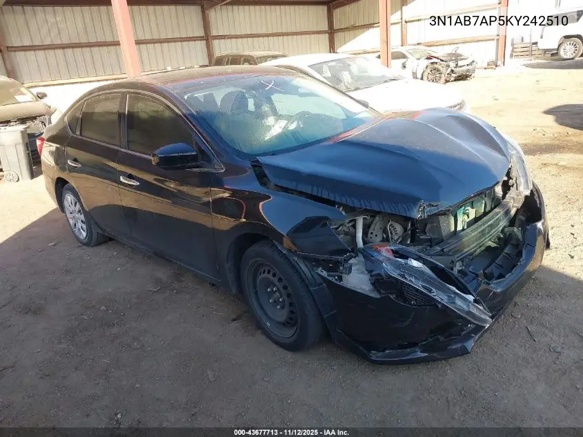 3N1AB7AP5KY242510 2019 Nissan Sentra S