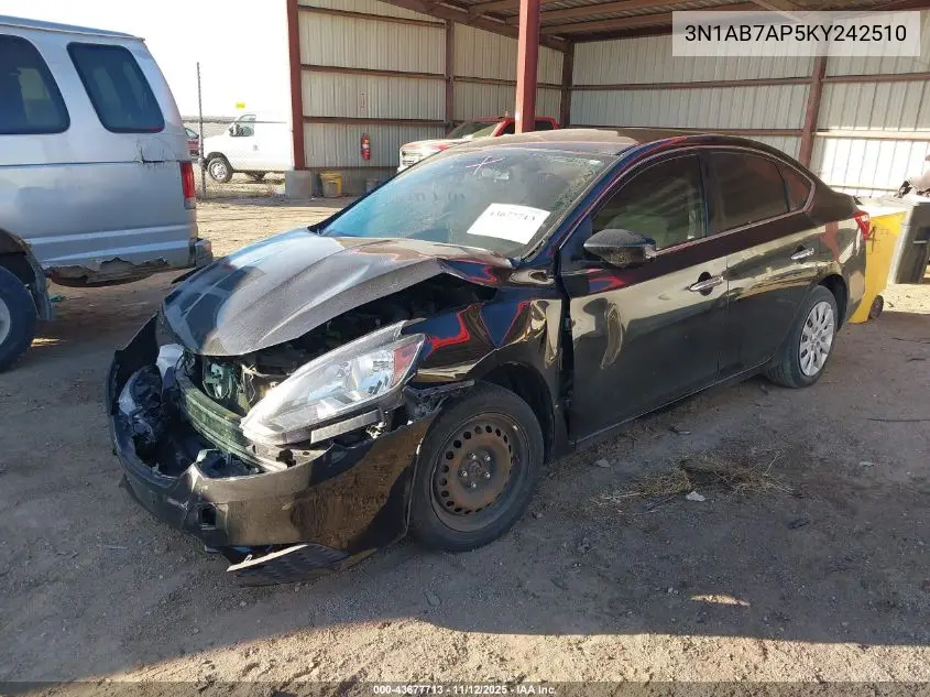 3N1AB7AP5KY242510 2019 Nissan Sentra S