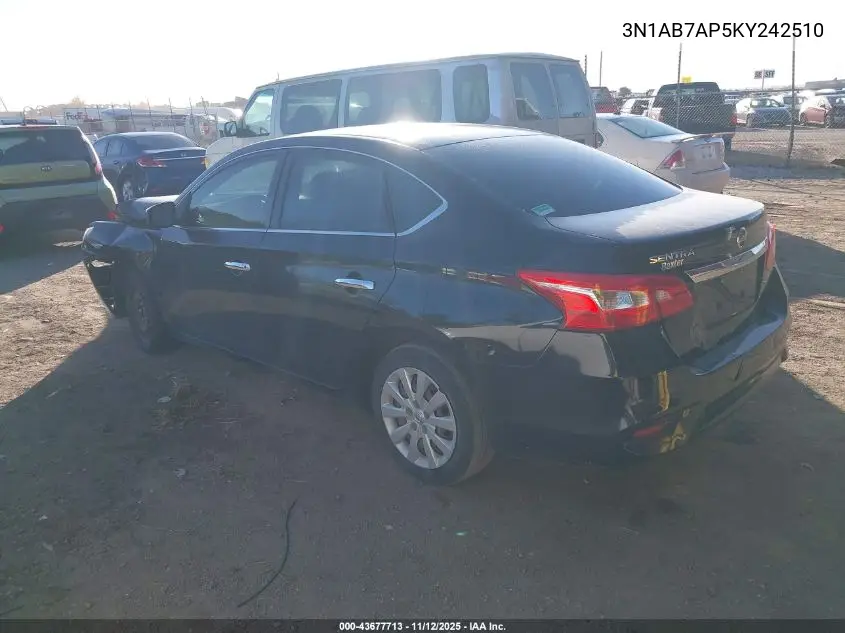3N1AB7AP5KY242510 2019 Nissan Sentra S
