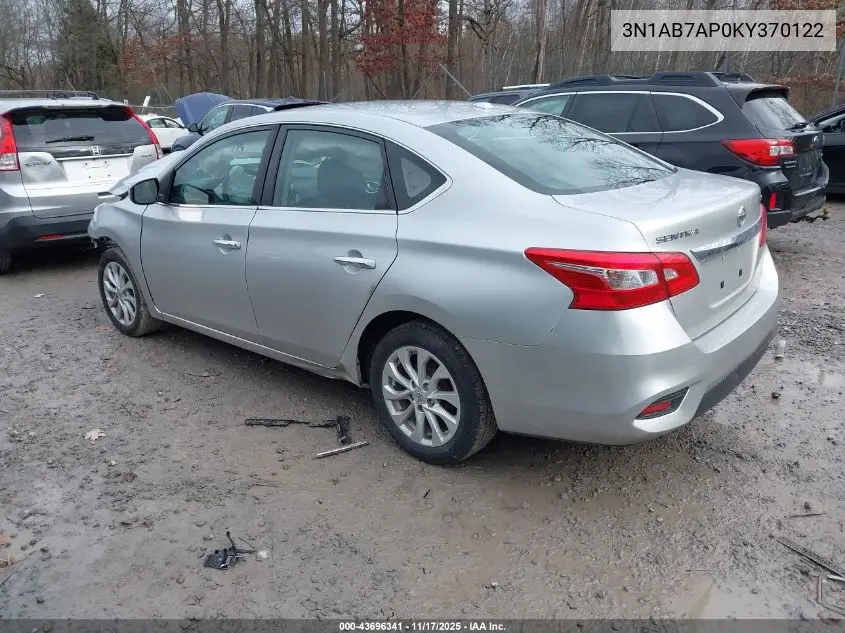 3N1AB7AP0KY370122 2019 Nissan Sentra Sv