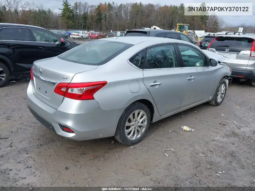 3N1AB7AP0KY370122 2019 Nissan Sentra Sv