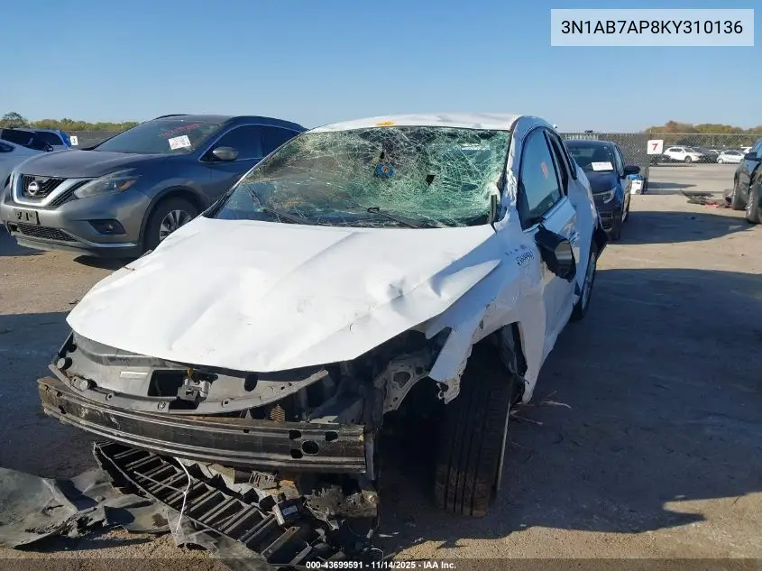 3N1AB7AP8KY310136 2019 Nissan Sentra Sv