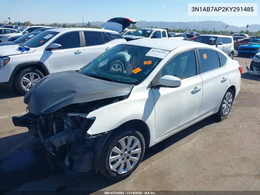 3N1AB7AP2KY291485 2019 Nissan Sentra S