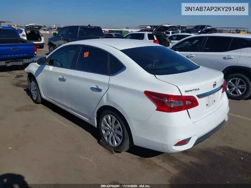 3N1AB7AP2KY291485 2019 Nissan Sentra S