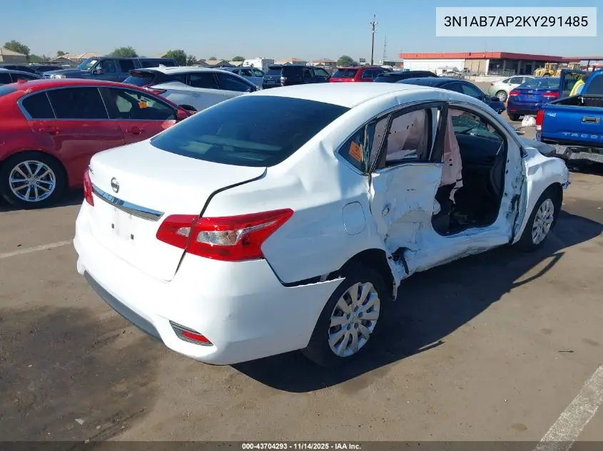 3N1AB7AP2KY291485 2019 Nissan Sentra S
