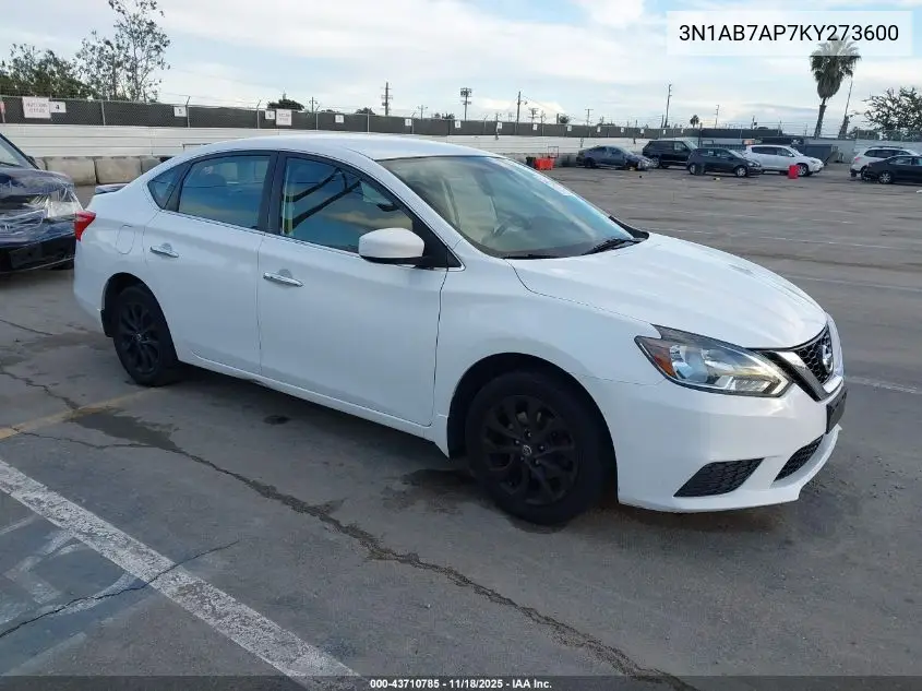 3N1AB7AP7KY273600 2019 Nissan Sentra Sv