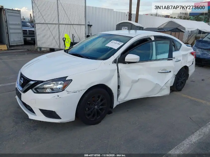3N1AB7AP7KY273600 2019 Nissan Sentra Sv