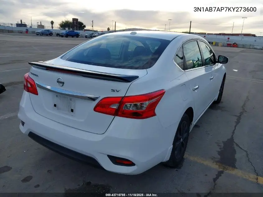 3N1AB7AP7KY273600 2019 Nissan Sentra Sv