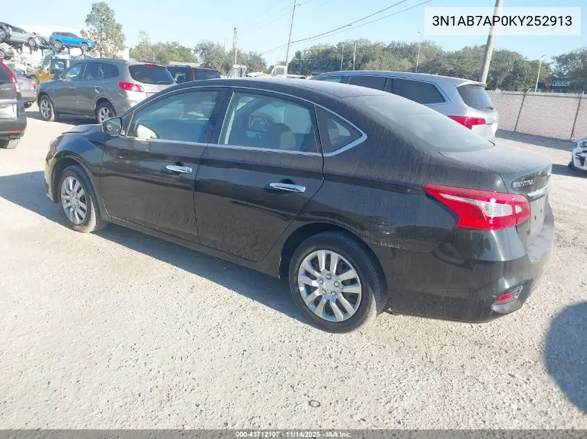 3N1AB7AP0KY252913 2019 Nissan Sentra S