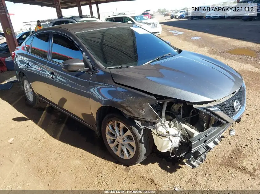3N1AB7AP6KY321412 2019 Nissan Sentra Sv