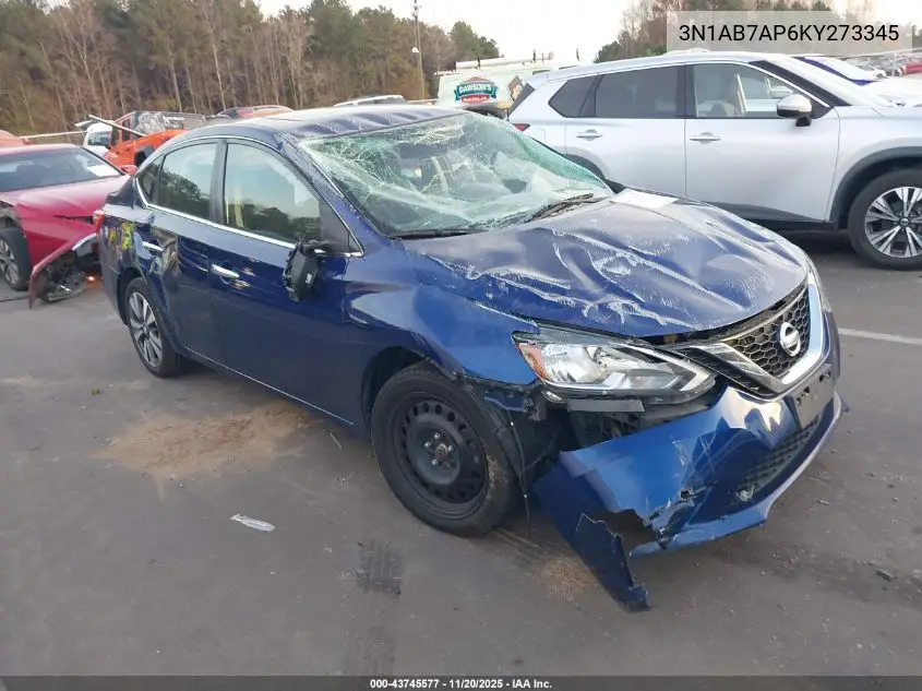 3N1AB7AP6KY273345 2019 Nissan Sentra Sv