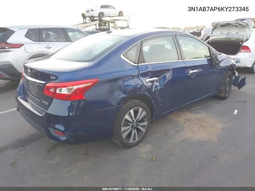 3N1AB7AP6KY273345 2019 Nissan Sentra Sv