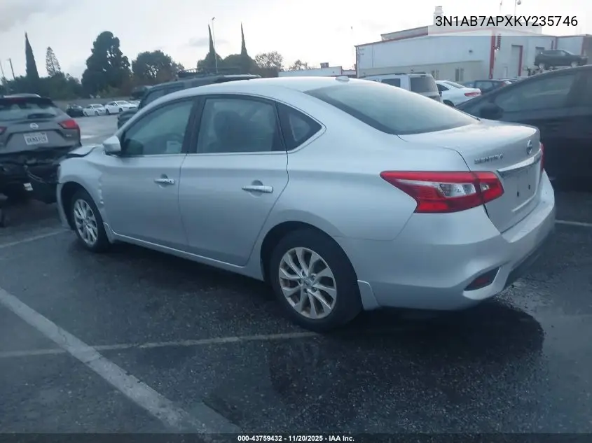 3N1AB7APXKY235746 2019 Nissan Sentra Sv
