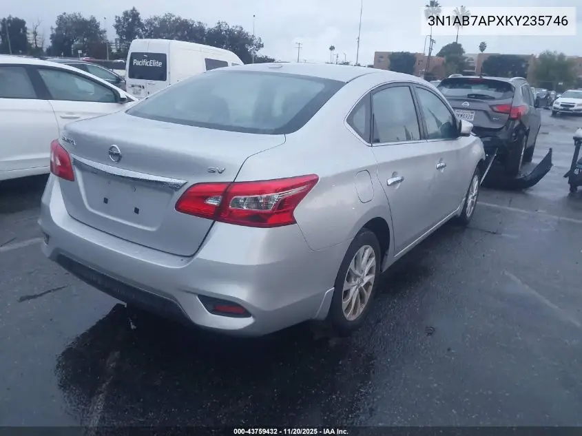 3N1AB7APXKY235746 2019 Nissan Sentra Sv