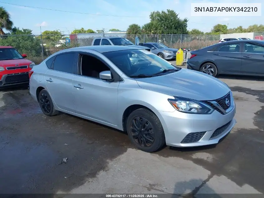 3N1AB7AP0KY342210 2019 Nissan Sentra S