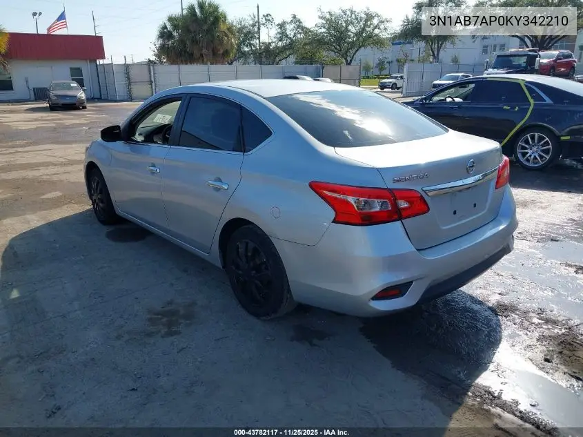 3N1AB7AP0KY342210 2019 Nissan Sentra S