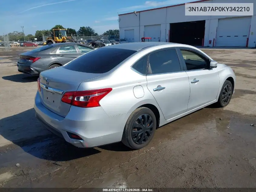 3N1AB7AP0KY342210 2019 Nissan Sentra S