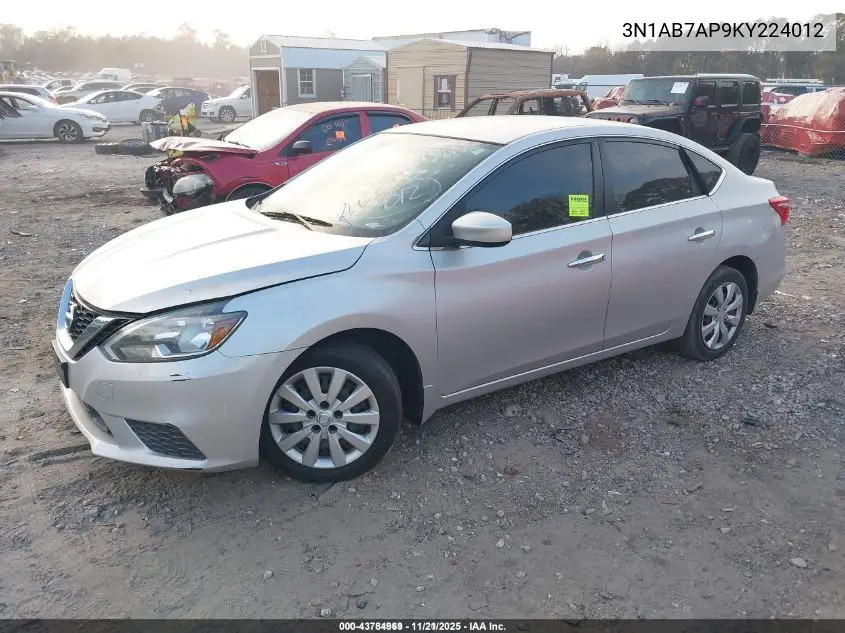 3N1AB7AP9KY224012 2019 Nissan Sentra S