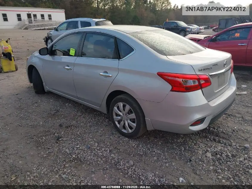 3N1AB7AP9KY224012 2019 Nissan Sentra S