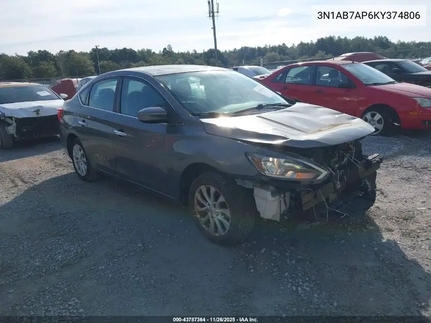 3N1AB7AP6KY374806 2019 Nissan Sentra Sv
