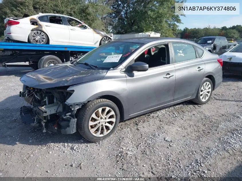 3N1AB7AP6KY374806 2019 Nissan Sentra Sv