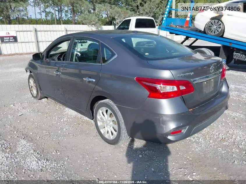 3N1AB7AP6KY374806 2019 Nissan Sentra Sv