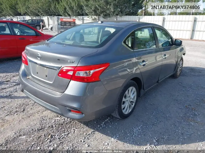 3N1AB7AP6KY374806 2019 Nissan Sentra Sv