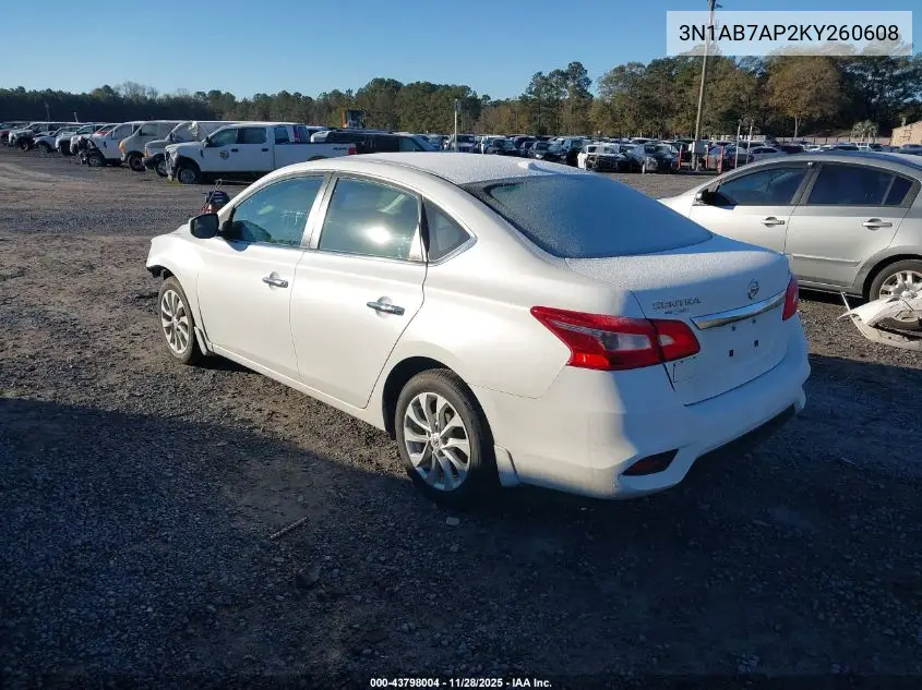 3N1AB7AP2KY260608 2019 Nissan Sentra Sv