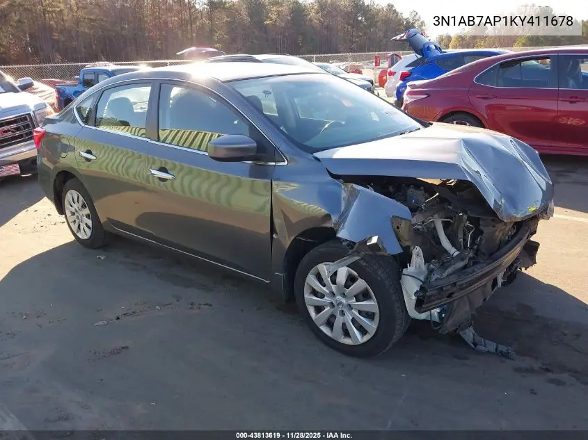 3N1AB7AP1KY411678 2019 Nissan Sentra S