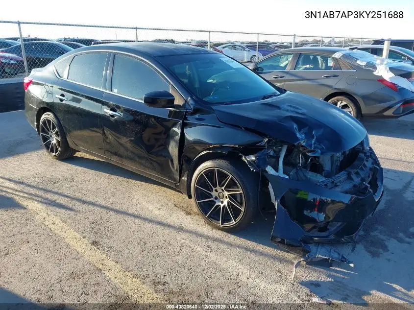 3N1AB7AP3KY251688 2019 Nissan Sentra S