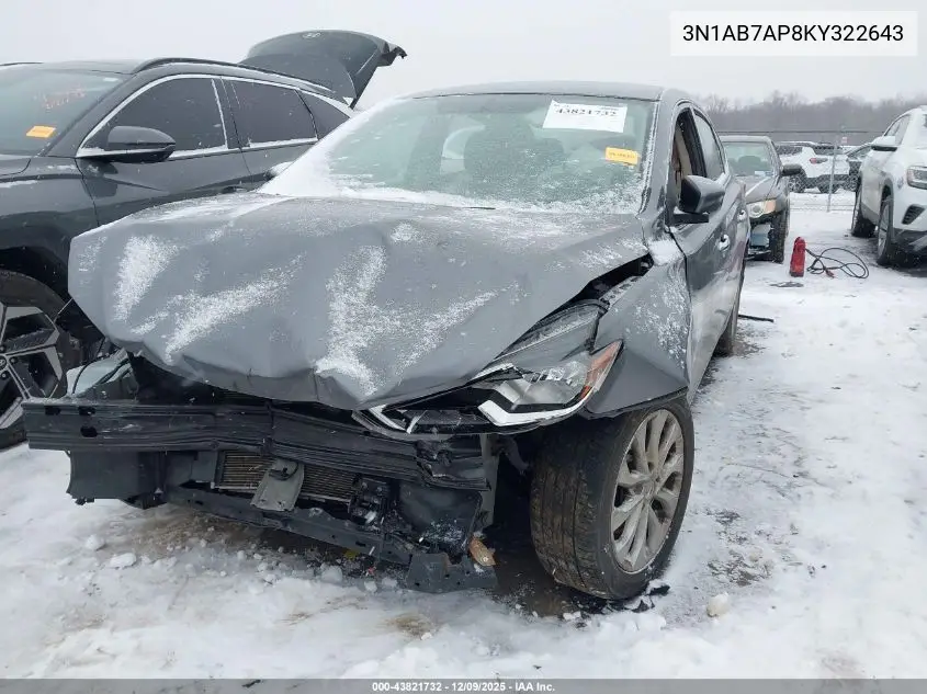 3N1AB7AP8KY322643 2019 Nissan Sentra Sv